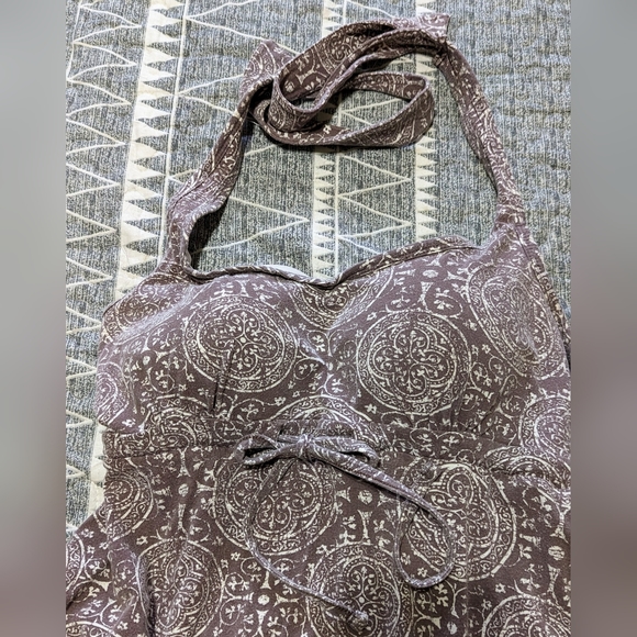 Denver Hayes Midi, beige & white halter dress, Size med, GUC - Picture 6 of 9